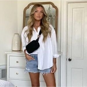 H&M White Linen Shirt - Long sleeve